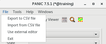 PANIC GUI, File menu